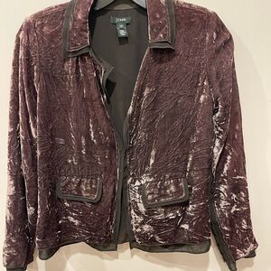 Vintage J Crew Women's Crushed Velvet Long Sleeve Blazer Size 0 Burgundy